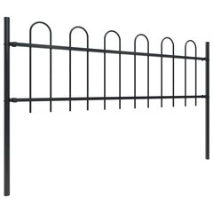 Sodo tvora su apvaliais viršugaliais, 6,8x0,6 m, plienas, juoda kaina ir informacija | Tvoros ir jų priedai | pigu.lt