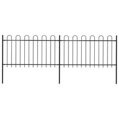 Sodo tvora su apvaliais viršugaliais, 3,4x1 m, plienas, juoda kaina ir informacija | Tvoros ir jų priedai | pigu.lt