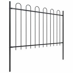 Sodo tvora su apvaliais viršugaliais, 3,4x1,2 m, plienas, juoda kaina ir informacija | Tvoros ir jų priedai | pigu.lt