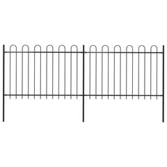 Sodo tvora su apvaliais viršugaliais, 3,4x1,2 m, plienas, juoda kaina ir informacija | Tvoros ir jų priedai | pigu.lt
