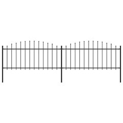 vidaXL Sodo tvora su iečių viršug., juoda, (0,5-0,75)x3,4m, plienas kaina ir informacija | Tvoros ir jų priedai | pigu.lt