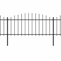 vidaXL Sodo tvora su iečių viršug., juoda, (0,5-0,75)x5,1m, plienas цена и информация | Заборы и принадлежности к ним | pigu.lt