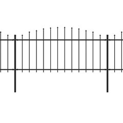 vidaXL Sodo tvora su iečių viršug., juoda, (0,5-0,75)x6,8m, plienas kaina ir informacija | Tvoros ir jų priedai | pigu.lt