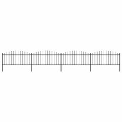 vidaXL Sodo tvora su iečių viršug., juoda, (0,5-0,75)x6,8m, plienas цена и информация | Заборы и принадлежности к ним | pigu.lt