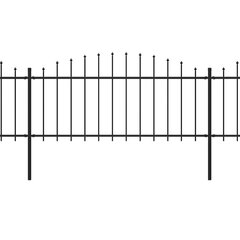 vidaXL Sodo tvora su iečių viršug., juoda, (0,5-0,75)x10,2m, plienas цена и информация | Заборы и принадлежности к ним | pigu.lt