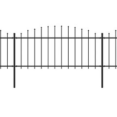 vidaXL Sodo tvora su iečių viršug., juoda, (0,5-0,75)x11,9m, plienas цена и информация | Заборы и принадлежности к ним | pigu.lt
