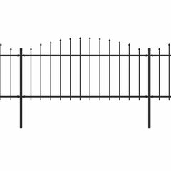 vidaXL Sodo tvora su iečių viršug., juoda, (0,5-0,75)x13,6m, plienas kaina ir informacija | Tvoros ir jų priedai | pigu.lt