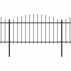 vidaXL Sodo tvora su iečių viršug., juoda, (1,25-1,5)x8,5m, plienas kaina ir informacija | Tvoros ir jų priedai | pigu.lt