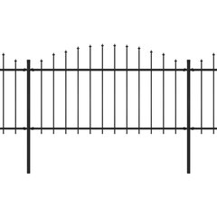 vidaXL Sodo tvora su iečių viršug., juoda, (1,25-1,5)x10,2m, plienas цена и информация | Заборы и принадлежности к ним | pigu.lt