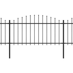 vidaXL Sodo tvora su iečių viršug., juoda, (1,25-1,5)x11,9m, plienas kaina ir informacija | Tvoros ir jų priedai | pigu.lt