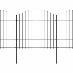 vidaXL Sodo tvora su iečių viršug., juoda, (1,5-1,75)x6,8m, plienas цена и информация | Заборы и принадлежности к ним | pigu.lt