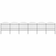 vidaXL Sodo tvora su iečių viršug., juoda, (1,5-1,75)x10,2m, plienas цена и информация | Заборы и принадлежности к ним | pigu.lt