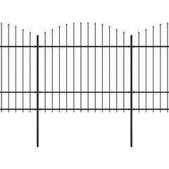 vidaXL Sodo tvora su iečių viršug., juoda, (1,5-1,75)x11,9m, plienas kaina ir informacija | Tvoros ir jų priedai | pigu.lt