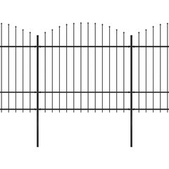 vidaXL Sodo tvora su iečių viršug., juoda, (1,5-1,75)x11,9m, plienas цена и информация | Заборы и принадлежности к ним | pigu.lt