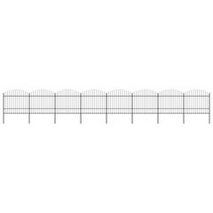 vidaXL Sodo tvora su iečių viršug., juoda, (1,5-1,75)x13,6m, plienas kaina ir informacija | Tvoros ir jų priedai | pigu.lt