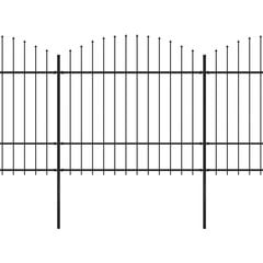 vidaXL Sodo tvora su iečių viršug., juoda, (1,5-1,75)x15,3m, plienas kaina ir informacija | Tvoros ir jų priedai | pigu.lt