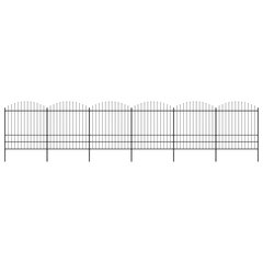 vidaXL Sodo tvora su iečių viršug., juoda, (1,75-2)x10,2m, plienas kaina ir informacija | Tvoros ir jų priedai | pigu.lt