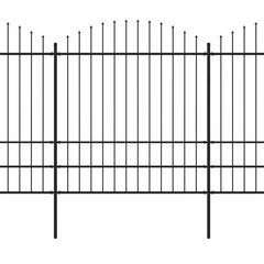 vidaXL Sodo tvora su iečių viršug., juoda, (1,75-2)x11,9m, plienas kaina ir informacija | Tvoros ir jų priedai | pigu.lt