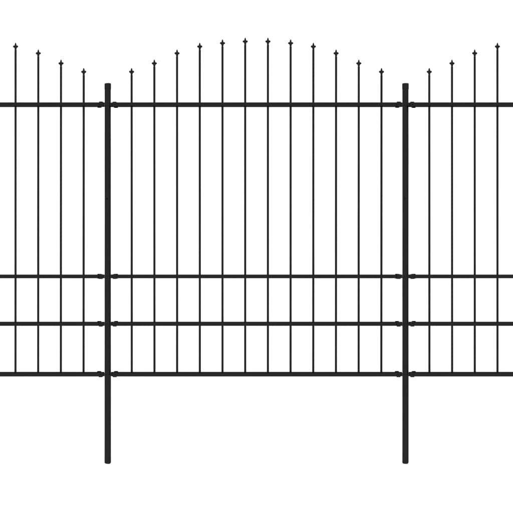 vidaXL Sodo tvora su iečių viršug., juoda, (1,75-2)x11,9m, plienas kaina ir informacija | Tvoros ir jų priedai | pigu.lt