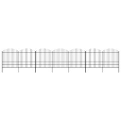 vidaXL Sodo tvora su iečių viršug., juoda, (1,75-2)x11,9m, plienas kaina ir informacija | Tvoros ir jų priedai | pigu.lt