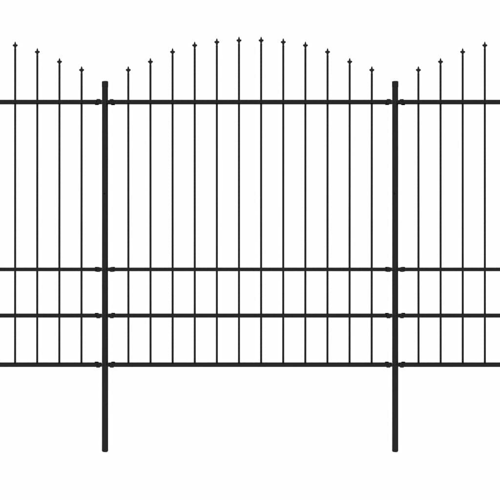 vidaXL Sodo tvora su iečių viršug., juoda, (1,75-2)x15,3m, plienas kaina ir informacija | Tvoros ir jų priedai | pigu.lt