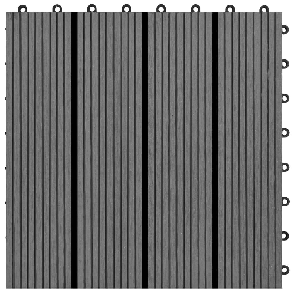 Grindų plytelės WPC, 30x30cm, pilkos kaina ir informacija | Terasos grindys | pigu.lt