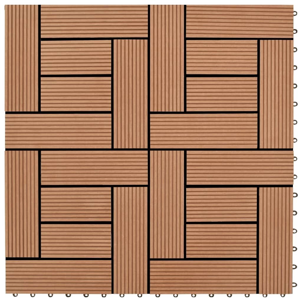 Grindų plytelės WPC, 30x30 cm, rudos kaina ir informacija | Terasos grindys | pigu.lt