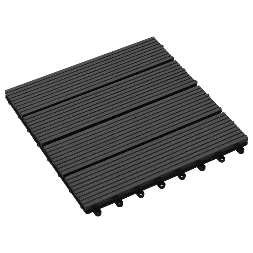 Grindų plytelės WPC, 30x30 cm, juodos цена и информация | Terasos grindys | pigu.lt