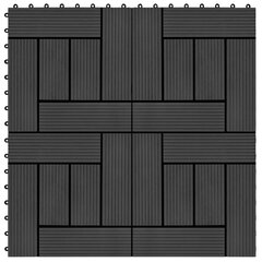 Grindų plytelės, 22 vnt., juodos sp., 30x30 cm, 2 m², WPC цена и информация | Террасный пол | pigu.lt