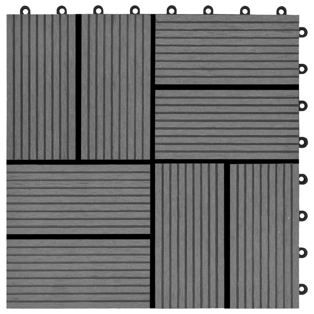 Grindų plytelės WPC, 30x30 cm, pilkos kaina ir informacija | Terasos grindys | pigu.lt