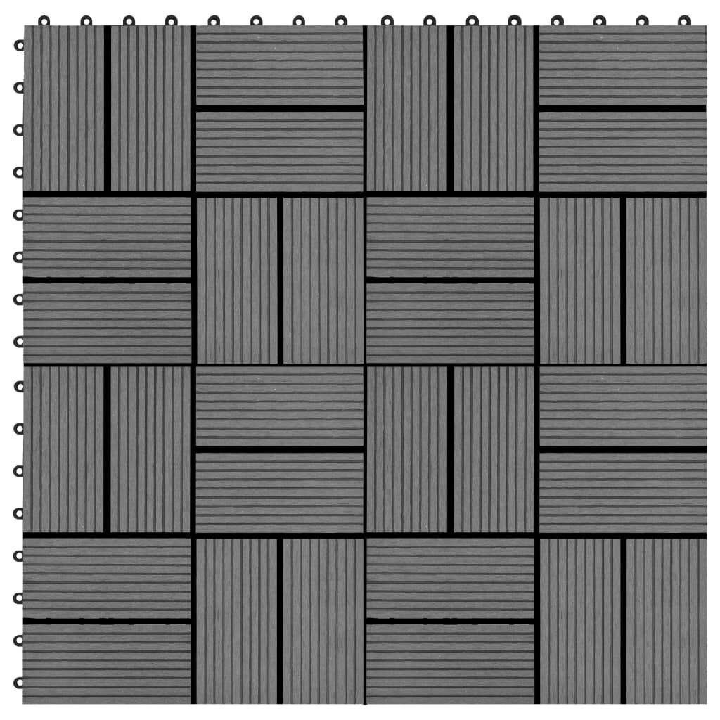 Grindų plytelės WPC, 30x30 cm, pilkos kaina ir informacija | Terasos grindys | pigu.lt