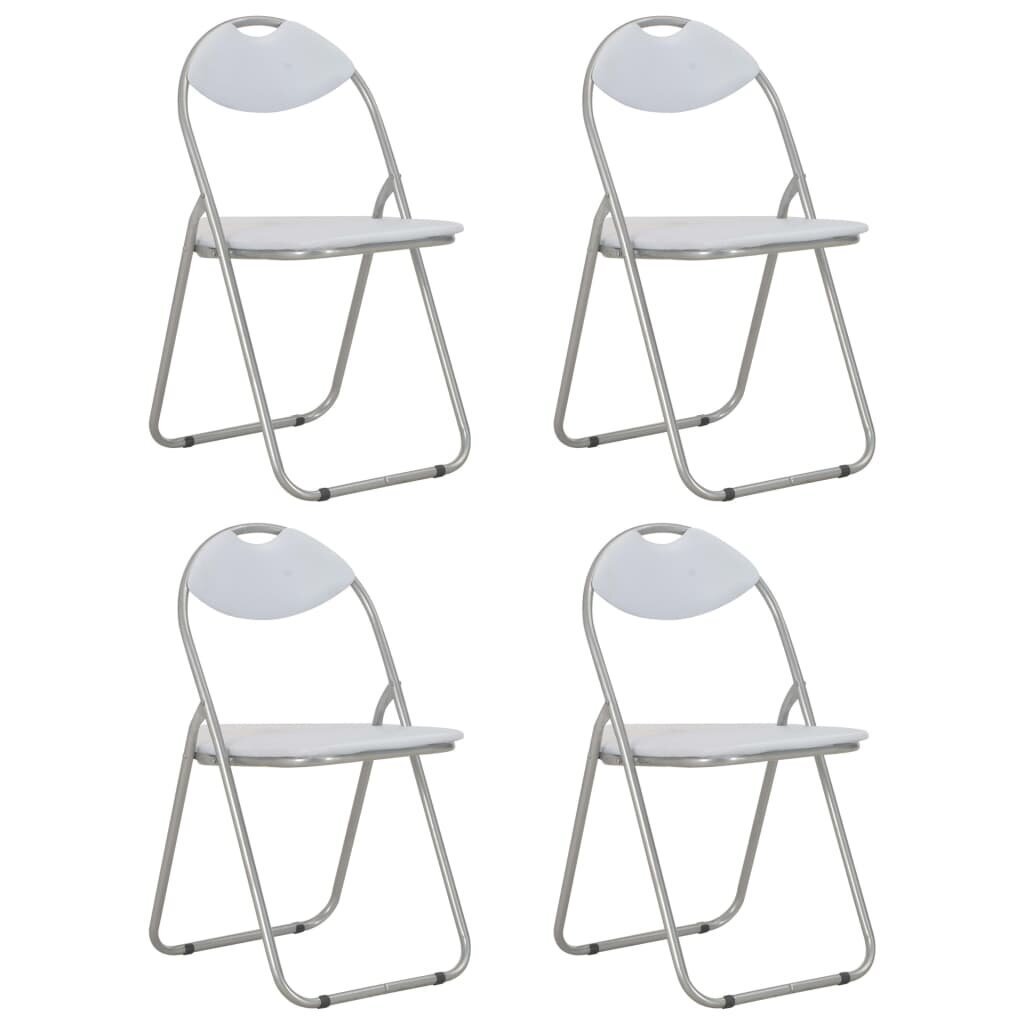 Sulankstomos valgomojo kėdės, 4 vnt., baltos kaina ir informacija | Virtuvės ir valgomojo kėdės | pigu.lt