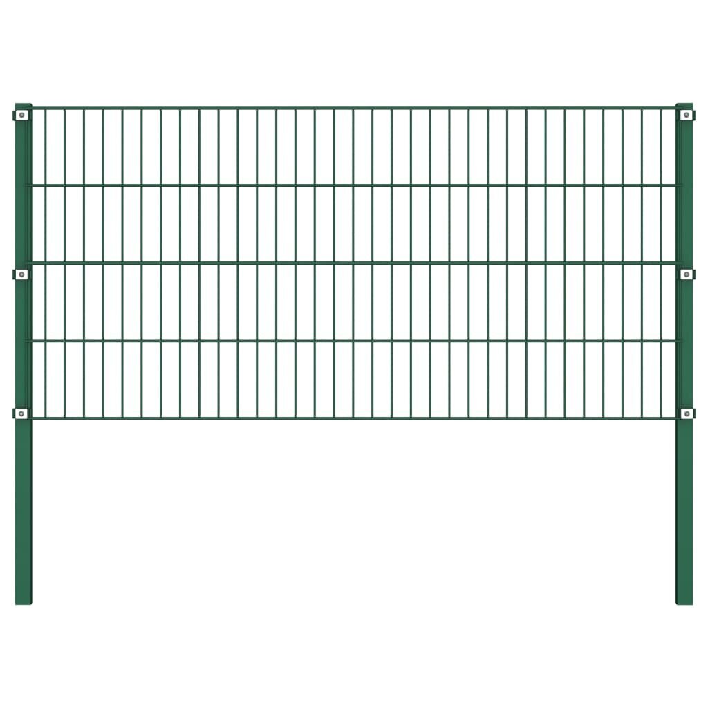 Tvoros segmentai su stulpais, žalios sp., 3,4x0,8m, geležis цена и информация | Tvoros ir jų priedai | pigu.lt