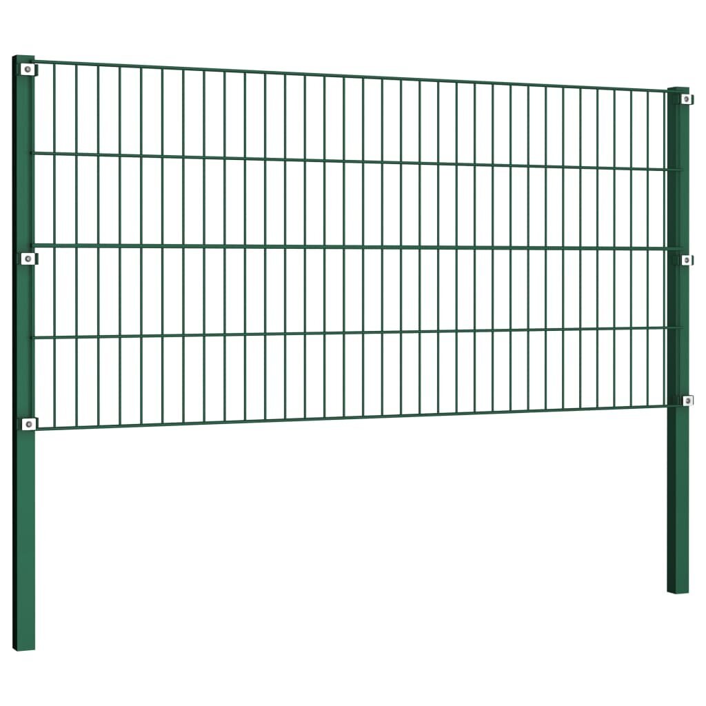 Tvoros segmentai su stulpais, žalios sp., 6,8x0,8m, geležis цена и информация | Tvoros ir jų priedai | pigu.lt