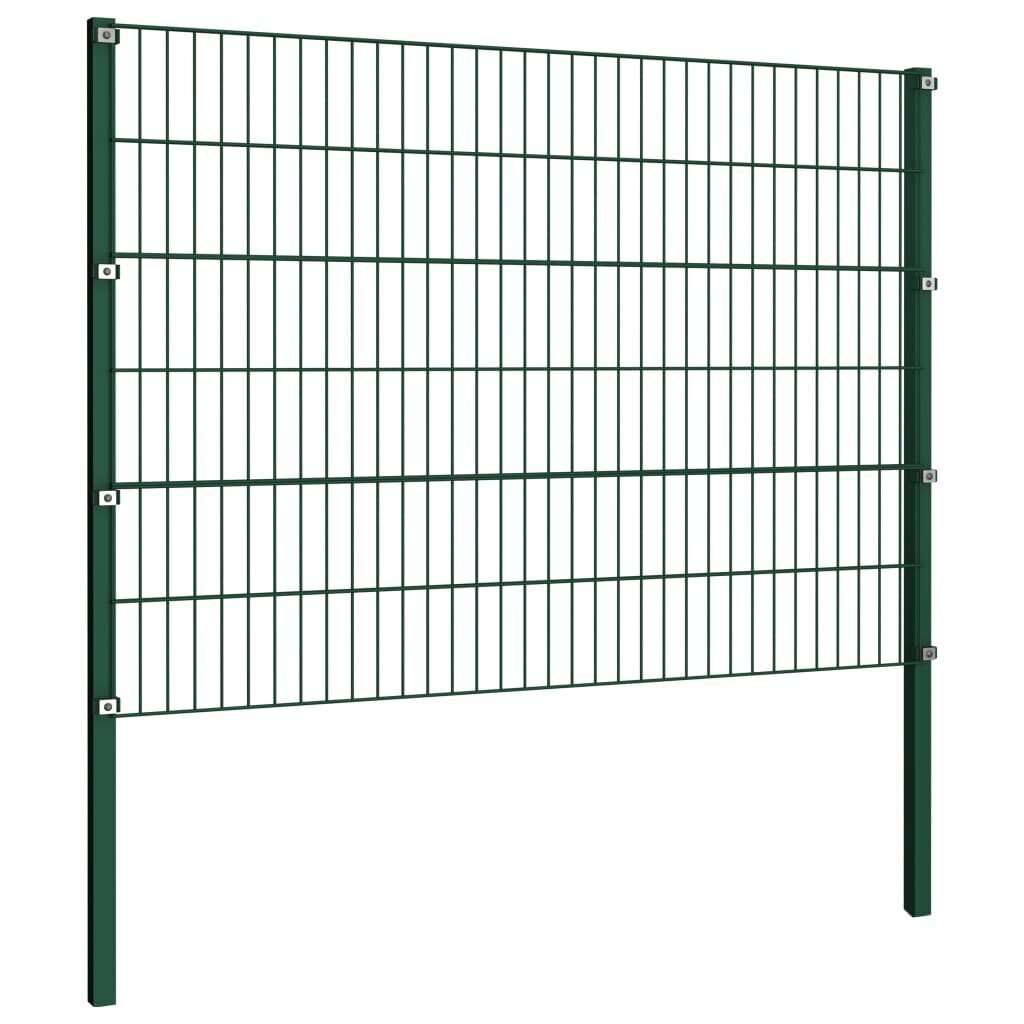 Tvoros segmentai su stulpais, žalios sp., 5,1x1,2m, geležis цена и информация | Tvoros ir jų priedai | pigu.lt