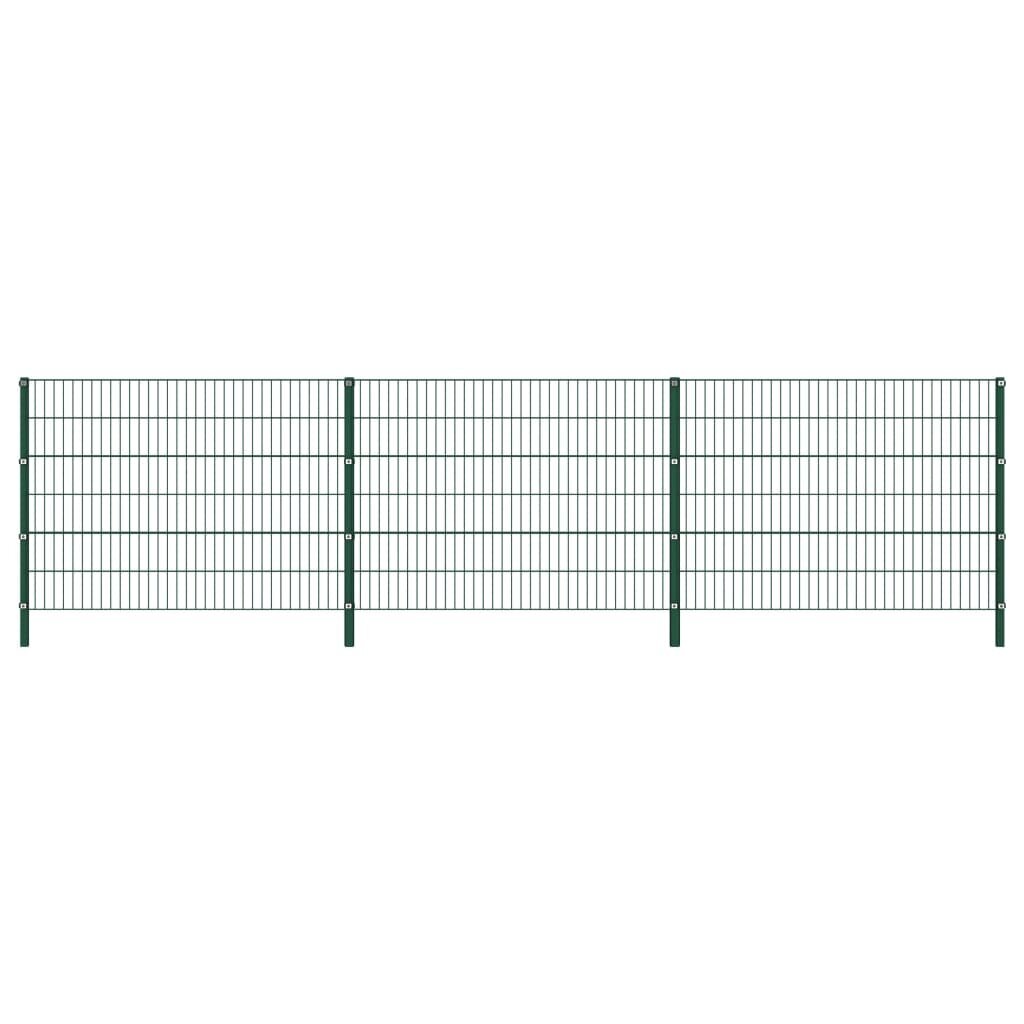 Tvoros segmentai su stulpais, žalios sp., 5,1x1,2m, geležis цена и информация | Tvoros ir jų priedai | pigu.lt
