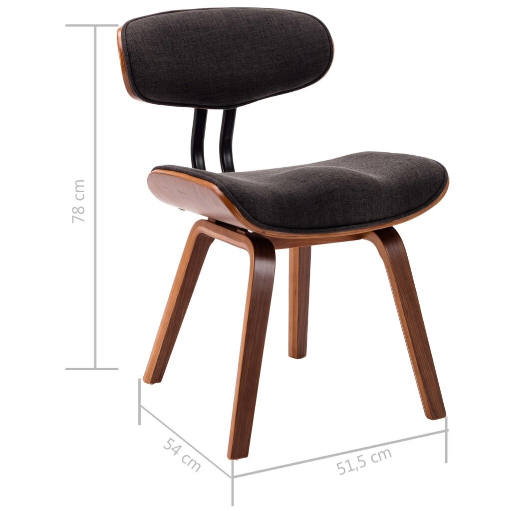 Valgomojo kėdės, 6vnt., pilkos sp., išlenkta mediena ir audinys kaina ir informacija | Virtuvės ir valgomojo kėdės | pigu.lt