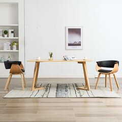 Valgomojo kėdės, 2vnt., juodos, išlenkta med. ir dirbt. oda цена и информация | Стулья для кухни и столовой | pigu.lt