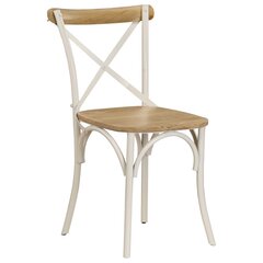 Kėdės, 4 vnt., baltos sp., mango med. mas., kryžminio dizaino kaina ir informacija | Virtuvės ir valgomojo kėdės | pigu.lt
