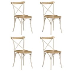 Kėdės, 4 vnt., baltos sp., mango med. mas., kryžminio dizaino kaina ir informacija | Virtuvės ir valgomojo kėdės | pigu.lt