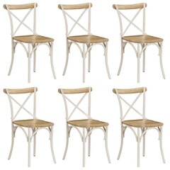 Kėdės, 6 vnt., baltos sp., mango med. mas., kryžminio dizaino kaina ir informacija | Virtuvės ir valgomojo kėdės | pigu.lt