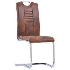 Gembinės valgomojo kėdės, 6vnt., rudos, dirbtinė versta oda kaina ir informacija | Virtuvės ir valgomojo kėdės | pigu.lt