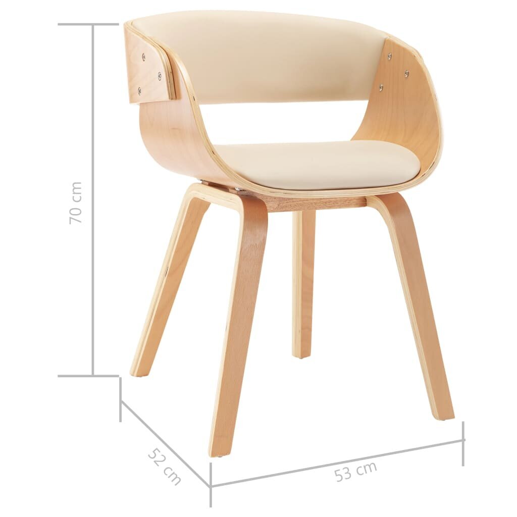 Valgomojo kėdės, 2vnt., krem. sp., išlenkta med. ir dirbt. oda kaina ir informacija | Virtuvės ir valgomojo kėdės | pigu.lt