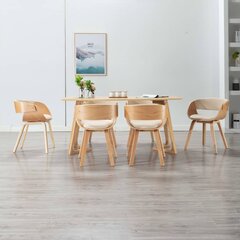 Обеденные стулья, 6 шт, кремового цвета цена и информация | Стулья для кухни и столовой | pigu.lt