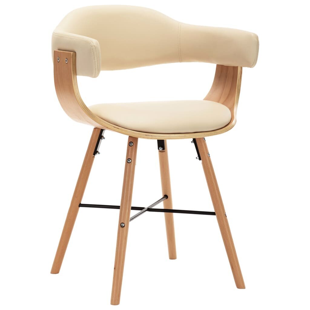 Valgomojo kėdės, 4 vnt., kreminės, dirbtinė oda ir mediena цена и информация | Virtuvės ir valgomojo kėdės | pigu.lt