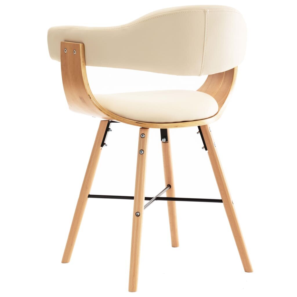 Valgomojo kėdės, 4 vnt., kreminės, dirbtinė oda ir mediena kaina ir informacija | Virtuvės ir valgomojo kėdės | pigu.lt