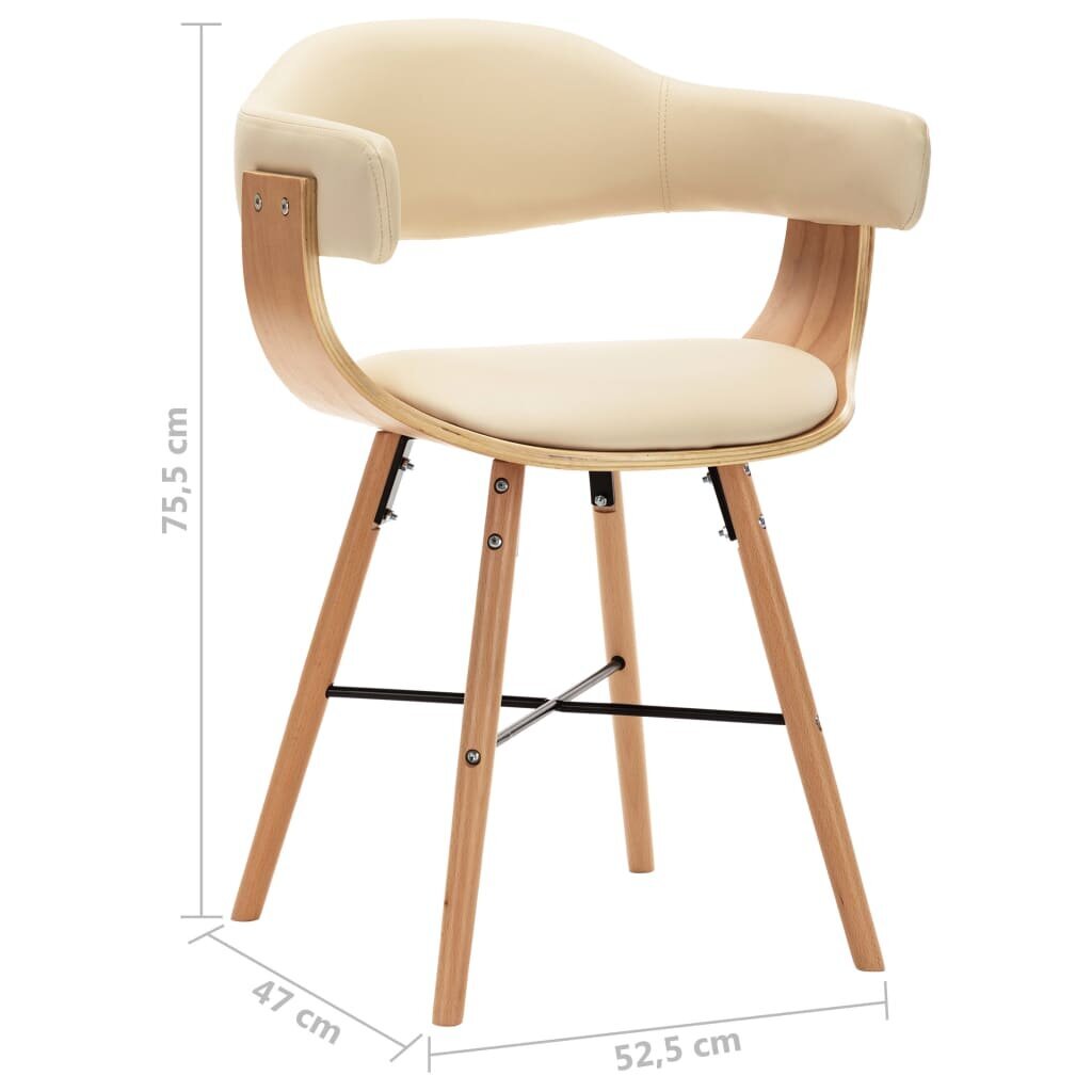 Valgomojo kėdės, 4 vnt., kreminės, dirbtinė oda ir mediena цена и информация | Virtuvės ir valgomojo kėdės | pigu.lt