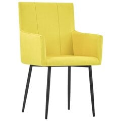 Valgomojo kėdės su porankiais, 4vnt., geltonos, audinys kaina ir informacija | Virtuvės ir valgomojo kėdės | pigu.lt