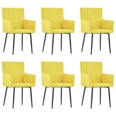 Valgomojo kėdės su porankiais, 6vnt., geltonos, audinys kaina ir informacija | Virtuvės ir valgomojo kėdės | pigu.lt
