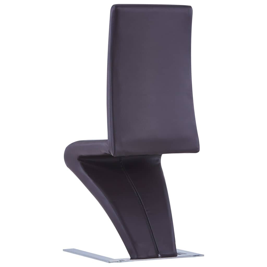 Valgomojo kėdės, 2 vnt., rudos sp., dirbtinė oda, zigz. formos цена и информация | Virtuvės ir valgomojo kėdės | pigu.lt